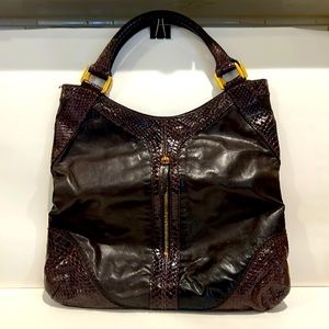 Luca Luca suede bag with water snake trim